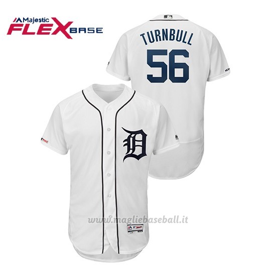 Maglia Baseball Uomo Detroit Tigers 56 Spencer Turnbull Flex Base Autentico Collezione Bianco
